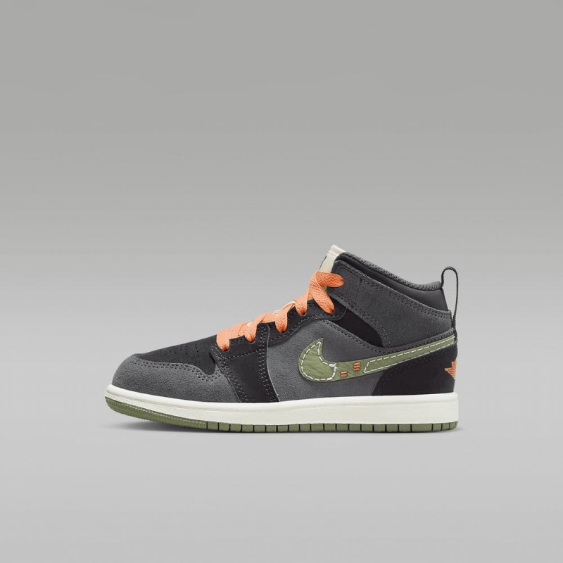 Nike Jordan 1 Mid SE Craft Lasten Kengät Tummanharmaat Oranssi | 962KUZXEW