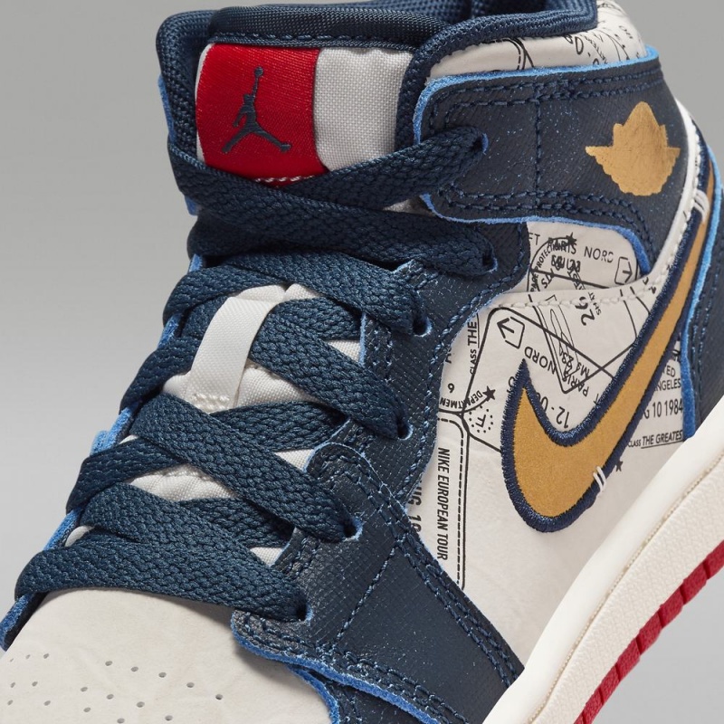 Nike Jordan 1 Mid SE Lasten Kengät Laivastonsininen Valkoinen | 376JCRZNX