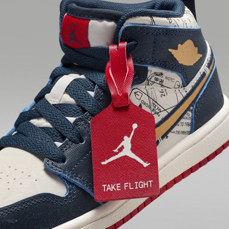 Nike Jordan 1 Mid SE Lasten Kengät Laivastonsininen Valkoinen | 376JCRZNX