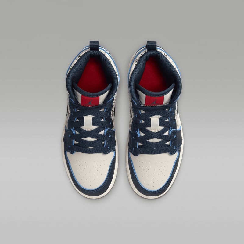 Nike Jordan 1 Mid SE Lasten Kengät Laivastonsininen Valkoinen | 376JCRZNX