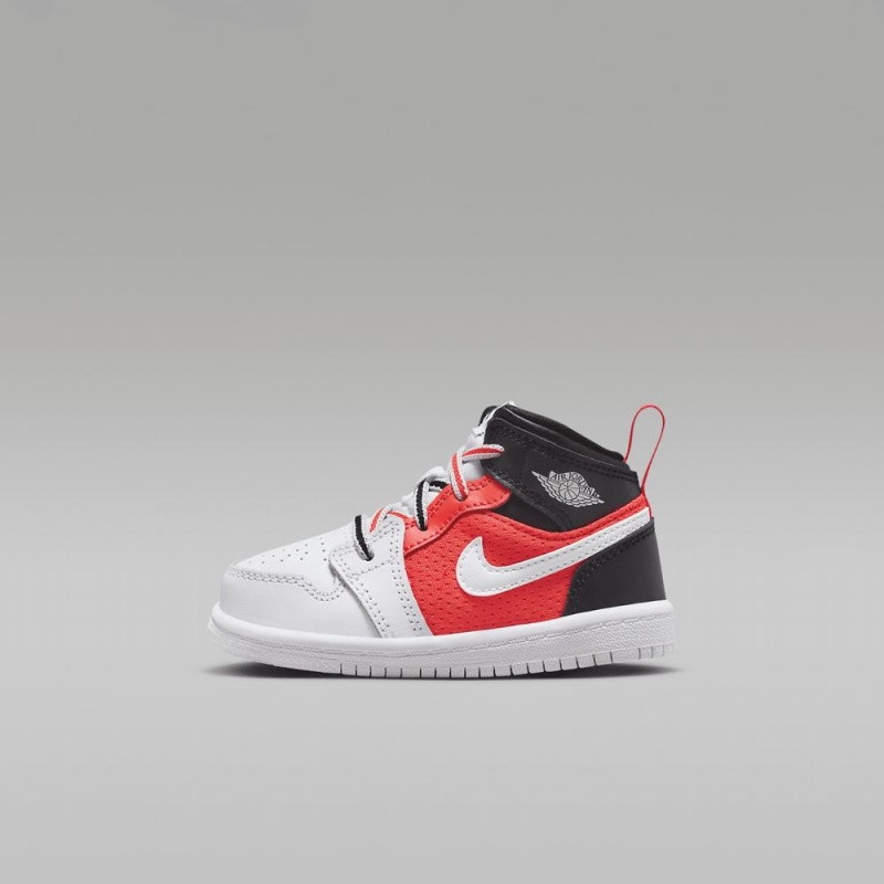 Nike Jordan 1 Mid SE Lasten Kengät Mustat Valkoinen Punainen | 149GMZSKR