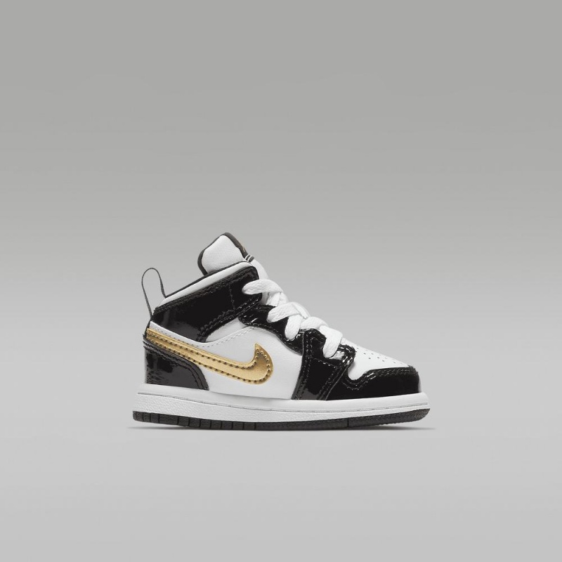 Nike Jordan 1 Mid SE Lasten Kengät Mustat Valkoinen Metal Kultaiset | 426XDKQNZ
