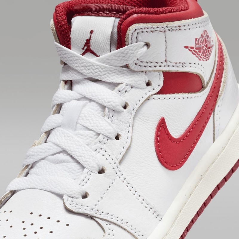 Nike Jordan 1 Mid SE Lasten Kengät Valkoinen Punainen | 642LTUDHK