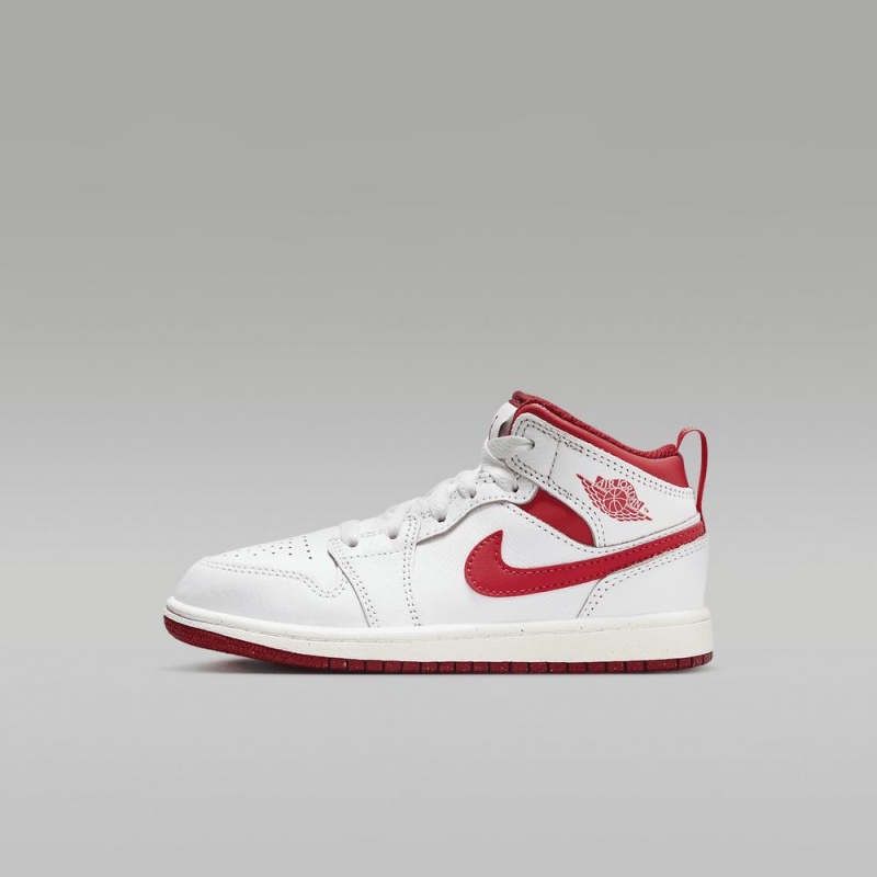 Nike Jordan 1 Mid SE Lasten Kengät Valkoinen Punainen | 642LTUDHK