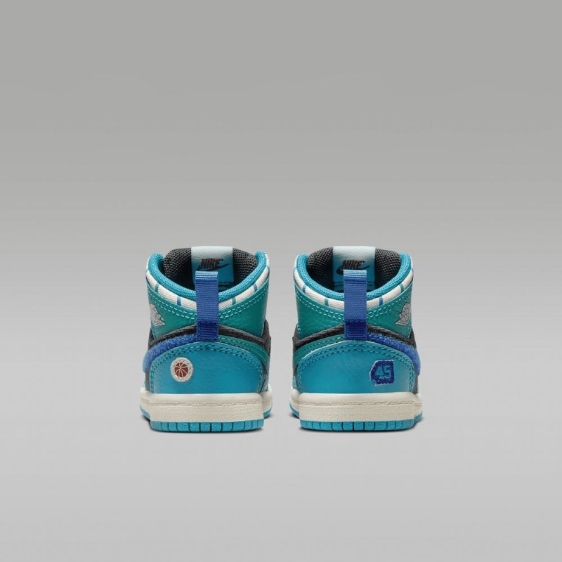 Nike Jordan 1 Mid SS Lasten Kengät Tummanharmaat Turkoosi Sininen | 784ZYGEUV