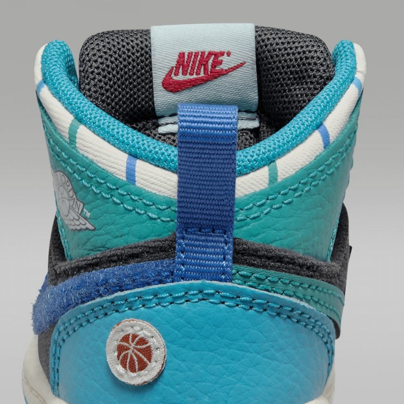 Nike Jordan 1 Mid SS Lasten Kengät Tummanharmaat Turkoosi Sininen | 784ZYGEUV