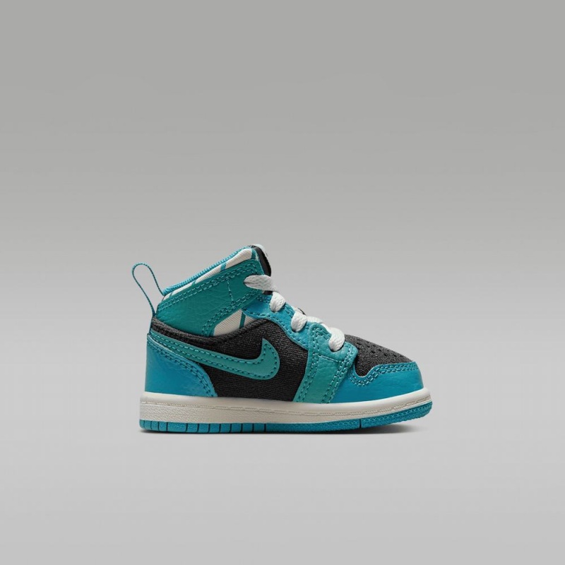 Nike Jordan 1 Mid SS Lasten Kengät Tummanharmaat Turkoosi Sininen | 784ZYGEUV