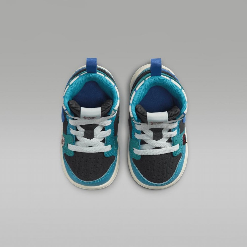 Nike Jordan 1 Mid SS Lasten Kengät Tummanharmaat Turkoosi Sininen | 784ZYGEUV