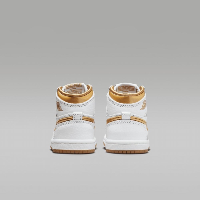 Nike Jordan 1 Retro High OG Lasten Kengät Valkoinen Vaaleanruskea Metal Kultaiset | 024NEBSQD