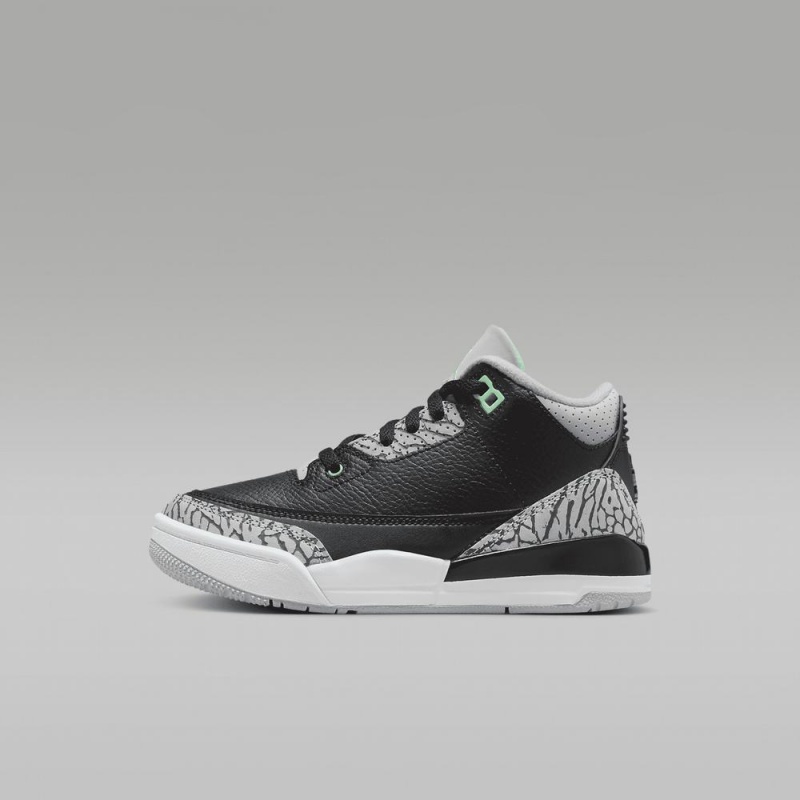 Nike Jordan 3 Retro Lasten Kengät Mustat Harmaat Valkoinen Vihreä | 123WREPDU