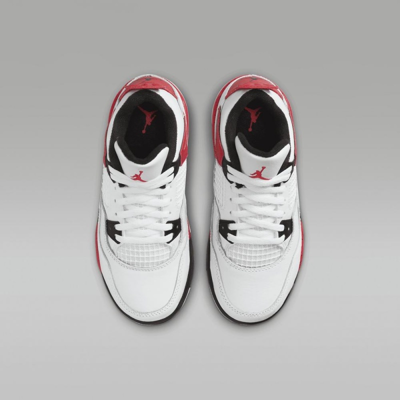 Nike Jordan 4 Retro Lasten Kengät Valkoinen Mustat Harmaat Punainen | 837HNMRGL